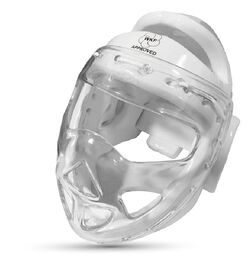 Wacoku WKF Junior Huvudskydd med ansiktsplex, vit Storlekar S - XL